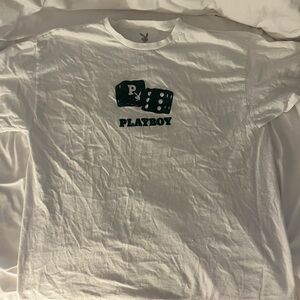 Playboy White Tee with Black Dice Graphic